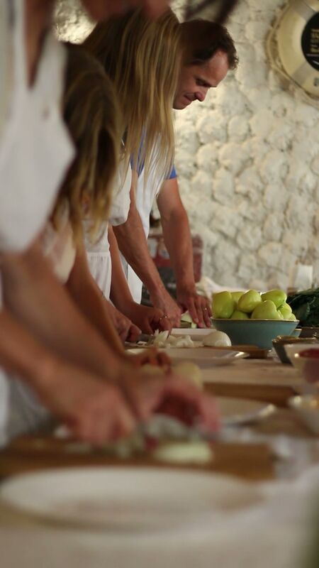 Guests preparing ingredients together